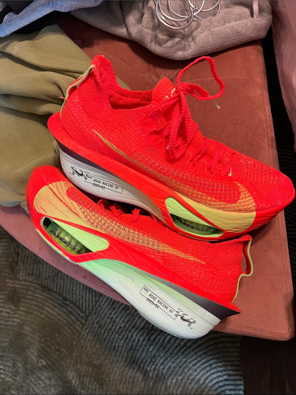 Nike Kids Bright Red Sneakers with Lime Green Accents